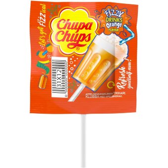 Леденец на палочке Chupa Chups Fizzy со вкусом колы и апельсина 15 гр