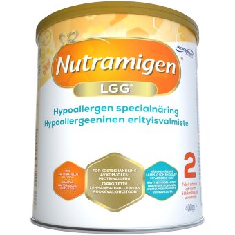 Клинический пищевой продукт Nutramigen 2 LGG, 400 гр, на основе казеина, для диетического лечения аллергии на коровье молоко, содержит пробиотик LGG, порошок, для детей от 6 месяцев