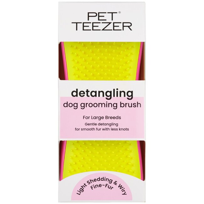 Щетка для расчесывания и ухода за шерстью Pet Teezer розовая и желтая