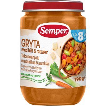 Детское пюре Semper Talonpojanpata с говядиной и овощами 190 гр