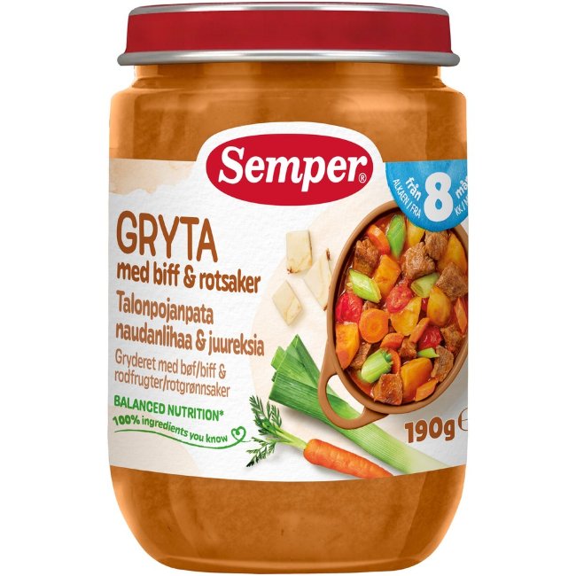Детское пюре Semper Talonpojanpata с говядиной и овощами 190 гр