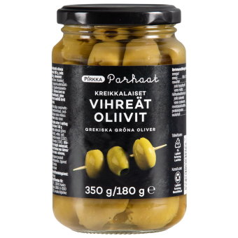 Оливки зеленые без косточек Pirkka 350/180 гр Оливки зеленые без косточек Pirkka 350/180 гр