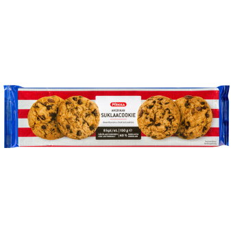 Печенье американское с кусочками шоколада Pirkka Amerikan suklaacookie 150 гр Печенье американское с кусочками шоколада Pirkka Amerikan suklaacookie 150 гр