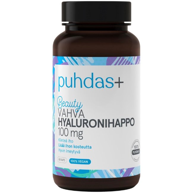 Натуральная гиалуроновая кислота Vahva hyaluronihappo для кожи и суставов Puhdas+ 100 мг 60 капсул