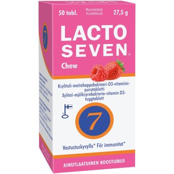 Жевательные таблетки Lacto Seven Chew с ксилитом, молочнокислыми бактериями и витамином D3 50 табл. Жевательные таблетки Lacto Seven Chew с ксилитом, молочнокислыми бактериями и витамином D3 50 табл.