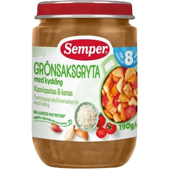 Детское питание Semper Kasvispataa & kanaa 8 мес 190 гр