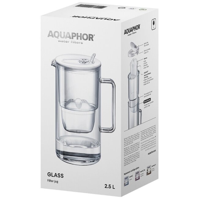 Стеклянный фильтр-кувшин для воды Aquaphor Glass 2,5 л с фильтром Maxfor+ белый