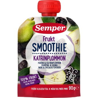 Фруктовое пюре Semper Smoothie с грушей и сливой 90 гр