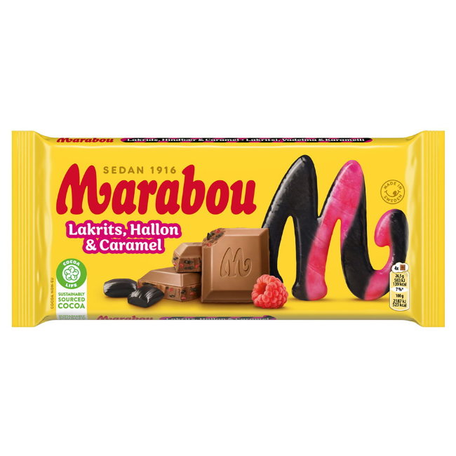 Шоколад Marabou (с лакрицей, малиной и карамелью ) 185 гр