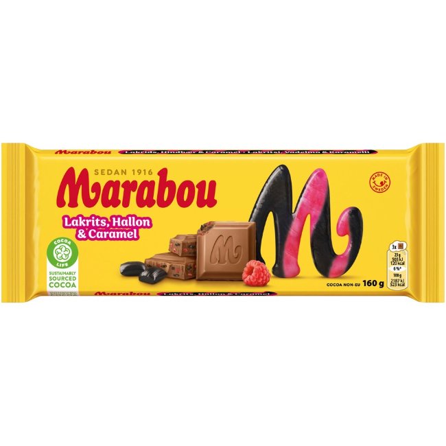 Шоколад Marabou (с лакрицей, малиной и карамелью ) 160 гр
