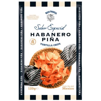 Кукурузные чипсы Nuevo Progreso с острым хабанеро и ананасом 120 гр Кукурузные чипсы Nuevo Progreso с острым хабанеро и ананасом 120 гр