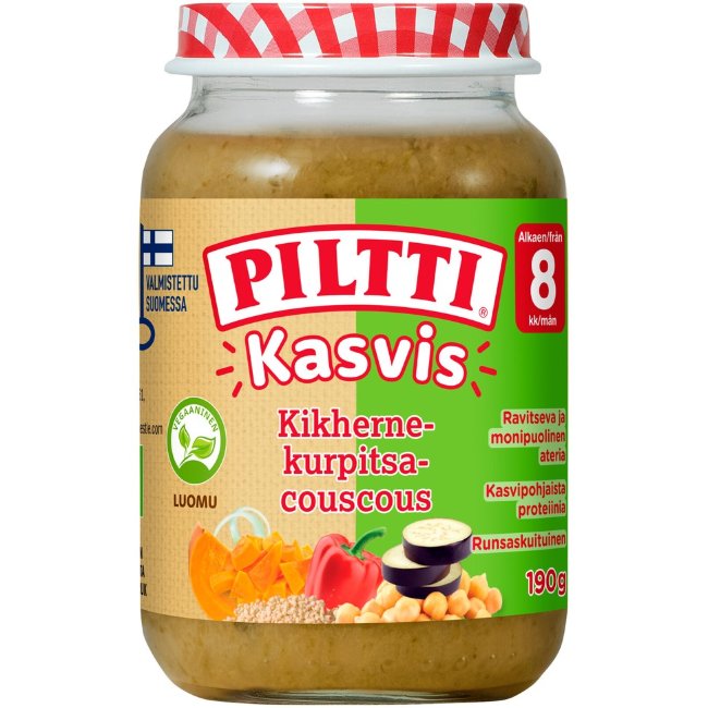 Детское овощное питание Piltti Kasvis (уп 1 шт) 190 гр нут-тыква-кус-кус