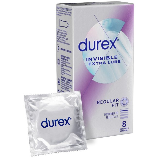 Презервативы Durex Invisible Extra Lube Regular Fit 8 шт