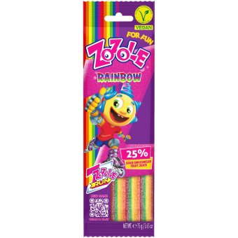 Кислые фруктовые жевательные конфеты-ленты Mieszko Zozole Rainbow 75 гр