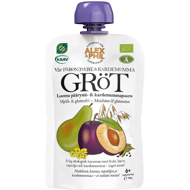 Каша овсяная с грушей и кардамоном Alex&Phil, био, 100 гр, с 6 месяцев, без молока и глютена, веганская