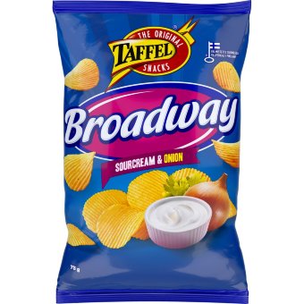 Чипсы Taffel Broadway со вкусом сметаны и лука 75 гр Чипсы Taffel Broadway со вкусом сметаны и лука 75 гр