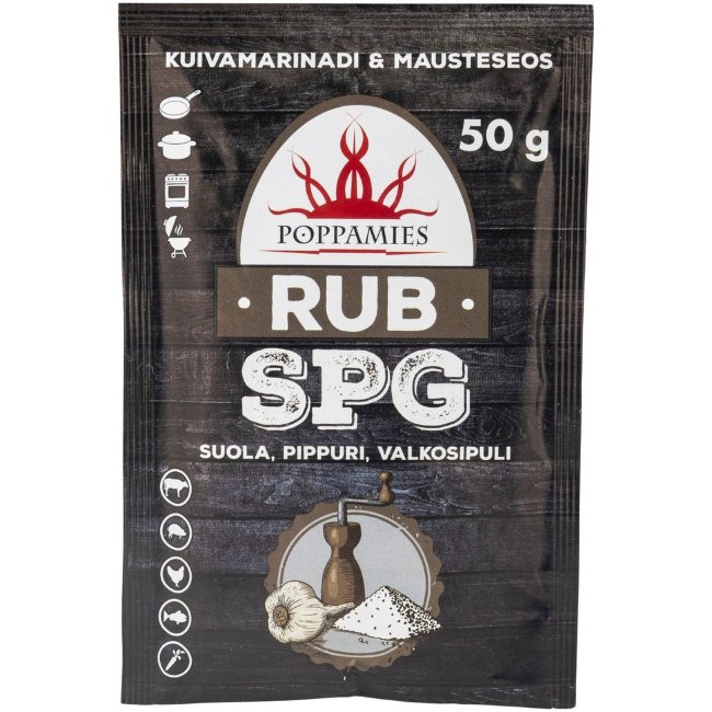 Приправа Poppamies Rub SPG соль-перец-чеснок 50 гр