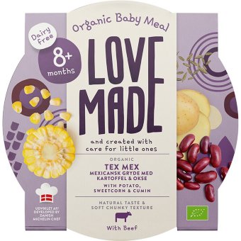 Органическое блюдо Tex mex с картофелем, говядиной, кукурузой и тмином. С 8 месяцев. Без молока.