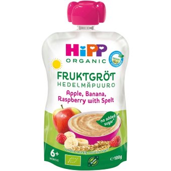 Фруктовая каша HiPP из спельты с яблоком, бананом и малиной 100 гр