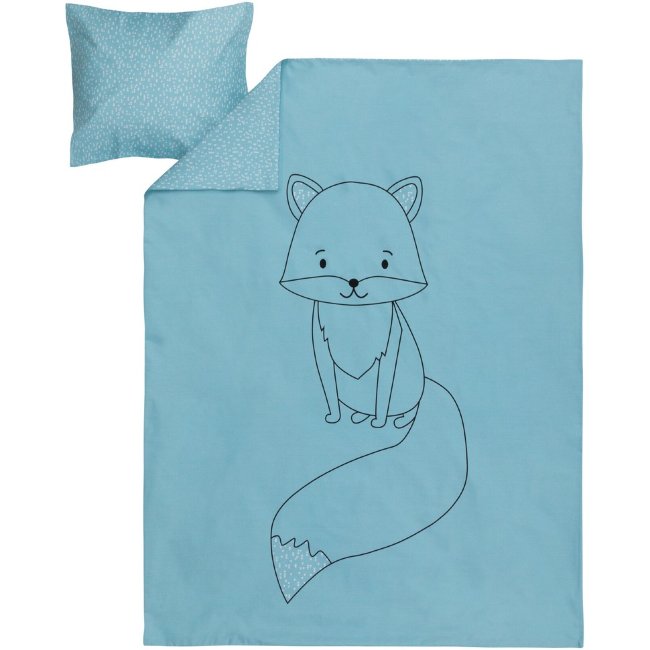 Детское постельное белье Ciraf с лисой 120x160 см, зеленое