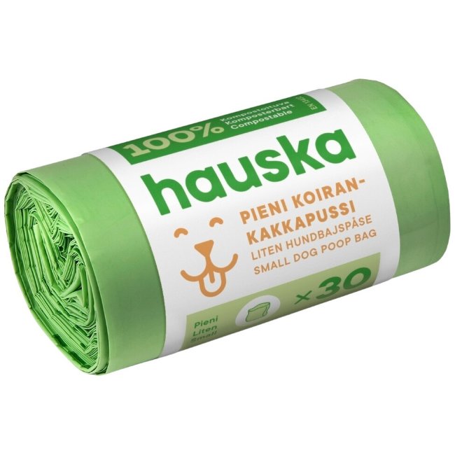 Гигиенические мешки для выгула собак Hauska 30 шт 200x300 мм зеленые биоразлагаемые