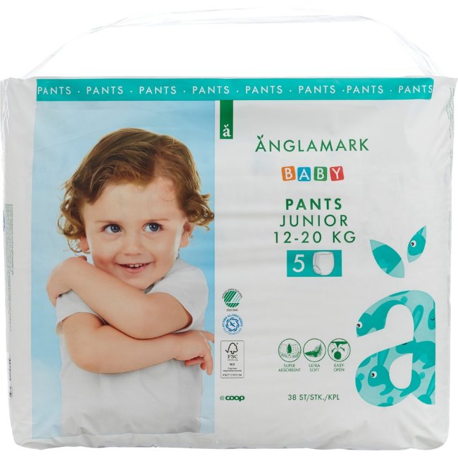 Подгузники-трусики Änglamark Baby junior 5 12-20 кг 38 шт Подгузники-трусики Änglamark Baby junior 5 12-20 кг 38 шт
