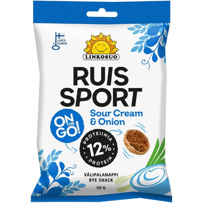 Хрустящие ржаные чипсы "Спорт" со сметаной и луком Linkosuo Ruis Sport 50 гр