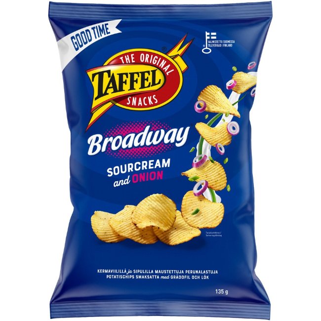 Чипсы Taffel Broadway со вкусом сметаны и лука 135 гр