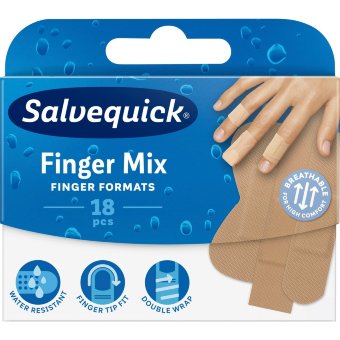 Пластырь Salvequick Finger 3 Mix 18 шт