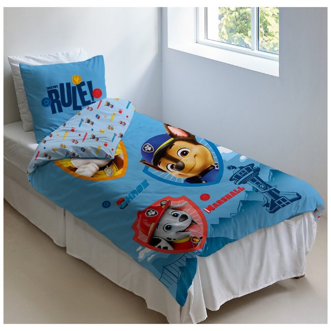 Детское постельное белье Paw Patrol 120x160+40x60 см синего цвета