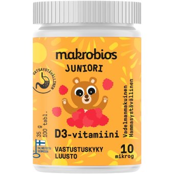 Витамин D3 10 мкг JUNIORI D3-VITAMIINI 100 таблеток Makrobios Витамин D3 10 мкг JUNIORI D3-VITAMIINI 100 таблеток Makrobios