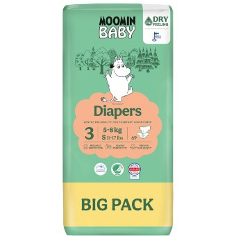 Подгузники на липучках Moomin Baby 3 - 69 шт 5-8 кг Подгузники на липучках Moomin Baby 3 - 69 шт 5-8 кг