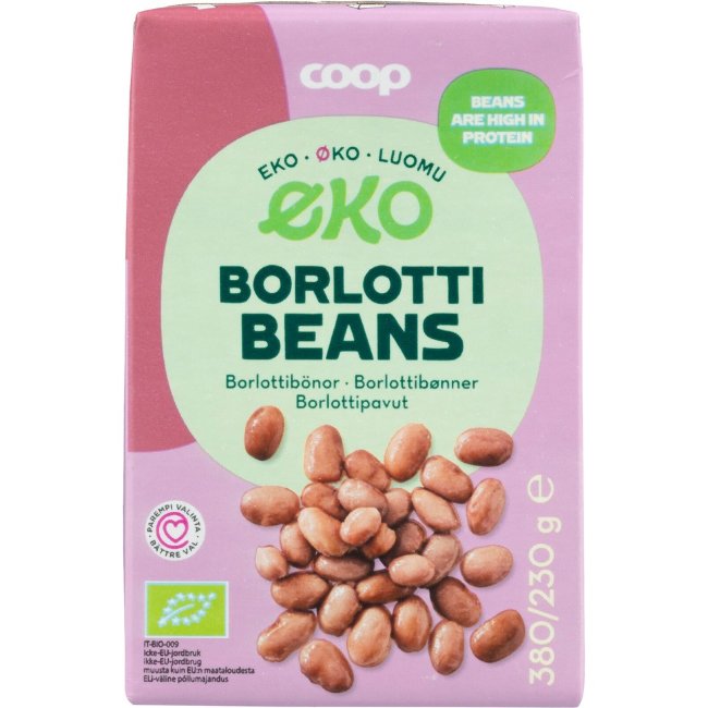 Консервы из борлотти фасоли Coop органические 380/230 гр