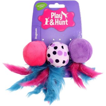 Игрушка для кошек Dogman 5 см 3 шт розовые пушистые шарики