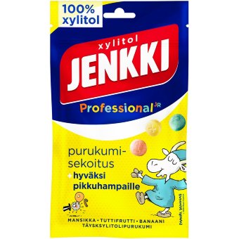 Жевательная резинка Jenkki Pro Junior (клубника, тутти-фрутти, банан) 75 г
