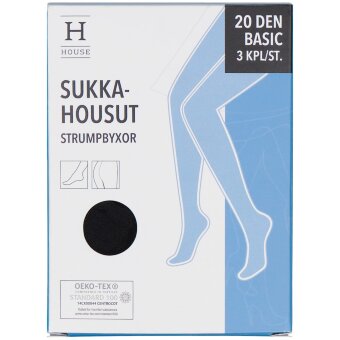 Женские базовые колготки House 20 den, черные, размер 36–44 (уп 3 шт)