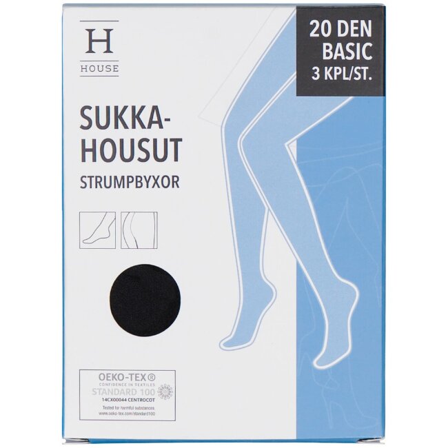 Женские базовые колготки House 20 den, черные, размер 36–44 (уп 3 шт)