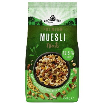 Мюсли (фруктовое ассорти с орехами) Crownfield 750 гр Мюсли (фруктовое ассорти с орехами) Crownfield 750 гр
