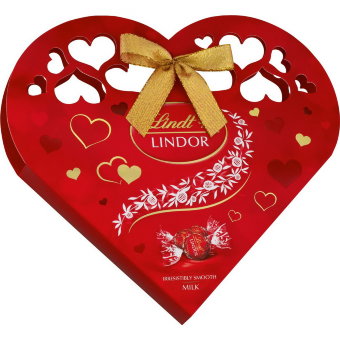 Шоколадные конфеты Lindt LINDOR с начинкой в коробке в форме сердца 200 гр Шоколадные конфеты Lindt LINDOR с начинкой в коробке в форме сердца 200 гр