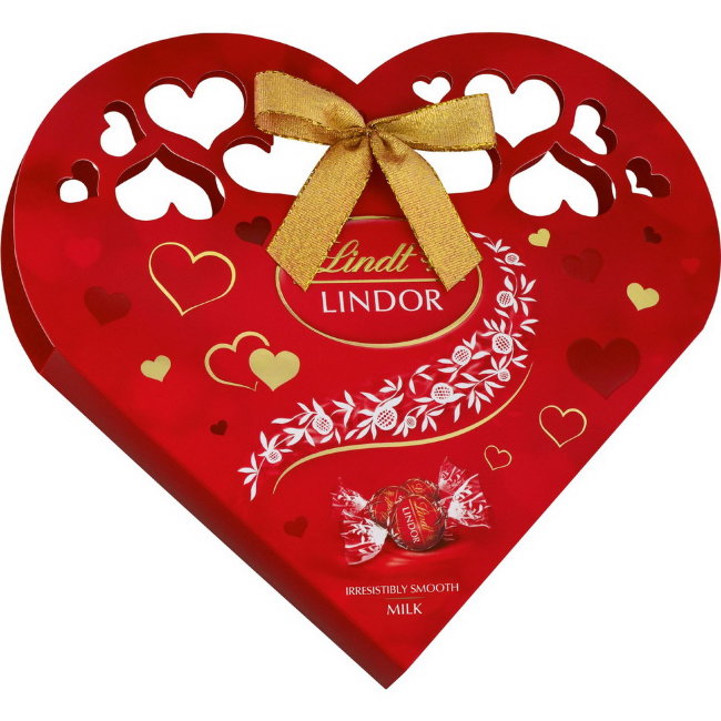 Шоколадные конфеты Lindt LINDOR с начинкой в коробке в форме сердца 200 гр Шоколадные конфеты Lindt LINDOR с начинкой в коробке в форме сердца 200 гр