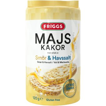Кукурузные хрустящие галеты без глютена Friggs с маслом и морской солью 120 гр Кукурузные хрустящие галеты без глютена Friggs с маслом и морской солью 120 гр