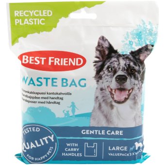 Гигиенические мешки для выгула собак Best Friend L (21x39 см) с ручками, экономичная упаковка 3 x 40 шт из переработанного пластика