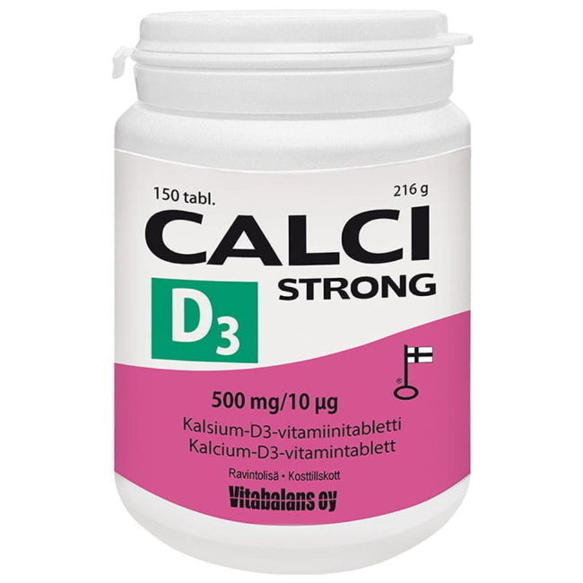 Витамины с кальцием Calci Strong 500 мг + D3-vitamiini 10 мкг 150 таблеток Vitabalans