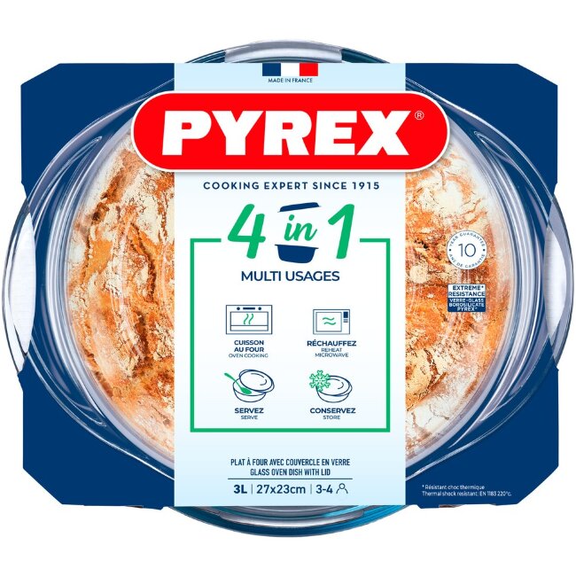 Стеклянная кастрюля Pyrex 2,3 л и крышка 0,7 л Стеклянная кастрюля Pyrex 2,3 л и крышка 0,7 л