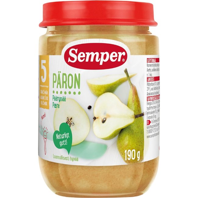 Фруктовое пюре Semper с грушей и яблоком 190 гр