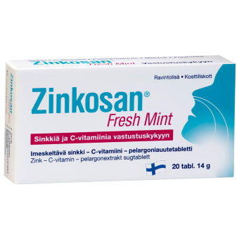 Витамины Zinkosan Fresh Mint цинк 15 мг витамин С 75 мг 20 таблеток Hankintatukku Витамины Zinkosan Fresh Mint цинк 15 мг витамин С 75 мг 20 таблеток Hankintatukku