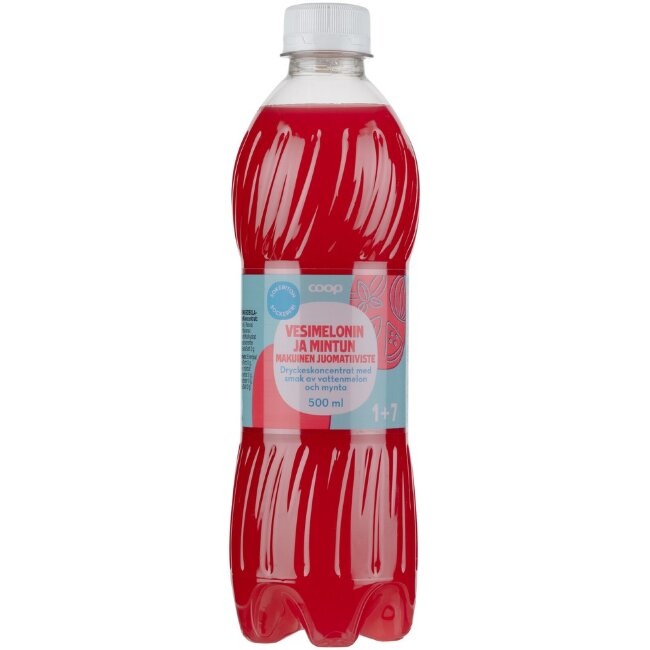 Безсахарный концентрат напитка Coop со вкусом арбуза и мяты 0,5 л