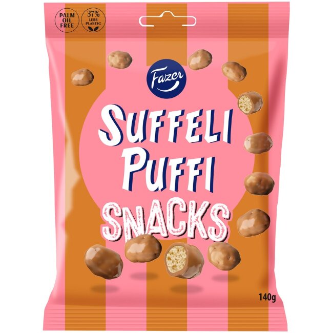 Кукурузные шоколадные снеки Fazer Suffeli Puffi (конфеты) 140 гр