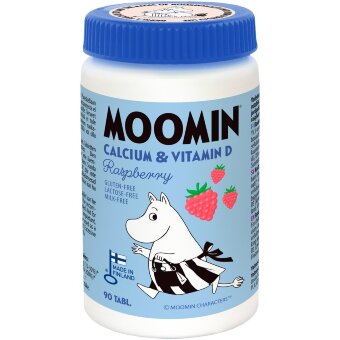 Жевательные таблетки с кальцием и витамином D Moomin с малиновым вкусом 90 шт