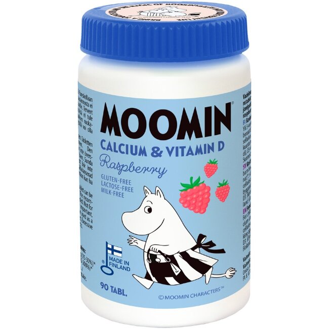 Жевательные таблетки с кальцием и витамином D Moomin с малиновым вкусом 90 шт